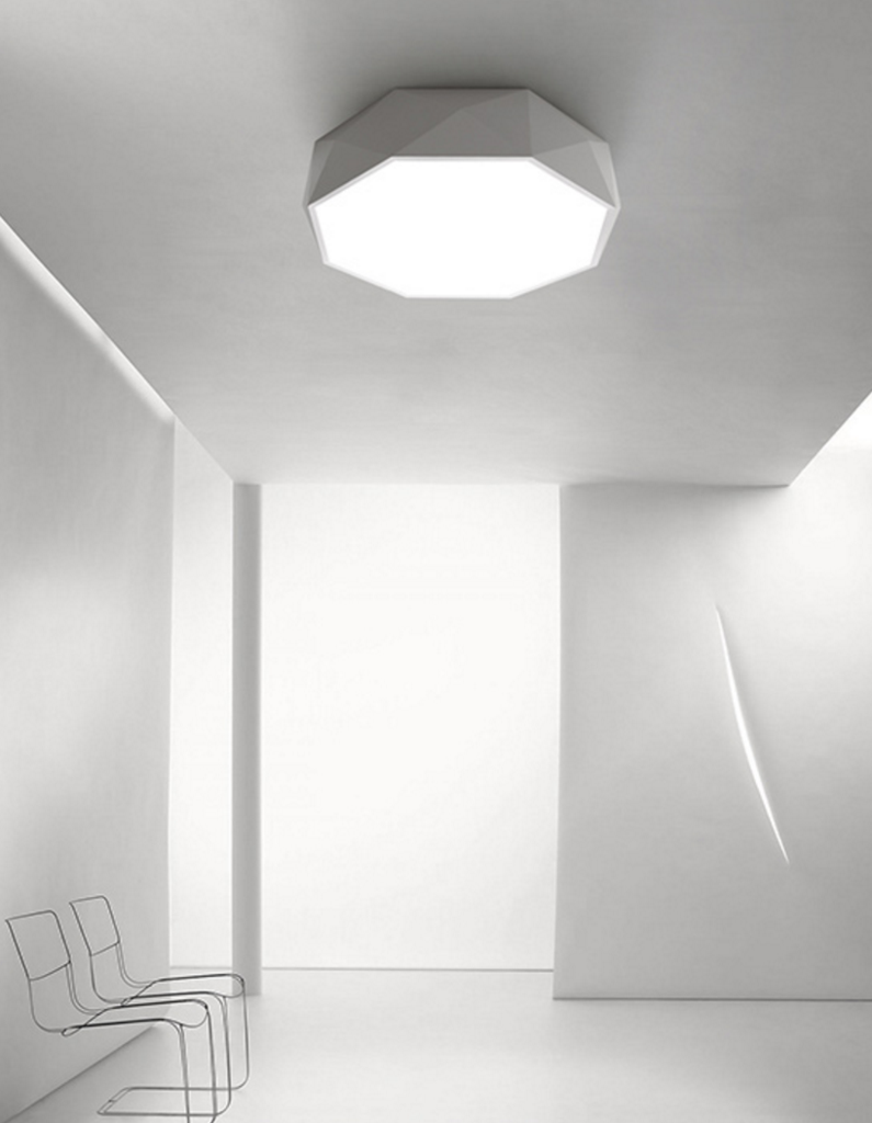 Innocenzio White Geometric Octagon Shaped Ceiling Lamp