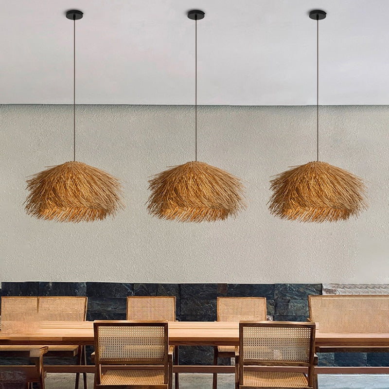Japanese Wabi Sabi Wind Retro Hand Woven Rattan Led Pendant Lights Restaurant Bar B&amp;B Home Decor Bedroom Dining Room Chandelier
