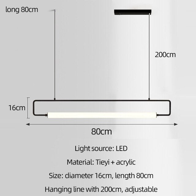 Kitchen Island Led Pendant Lights Bar Restaurant Chandelier Black Coffee Shop Minimalist Decoration Interior Lighting Chandelier