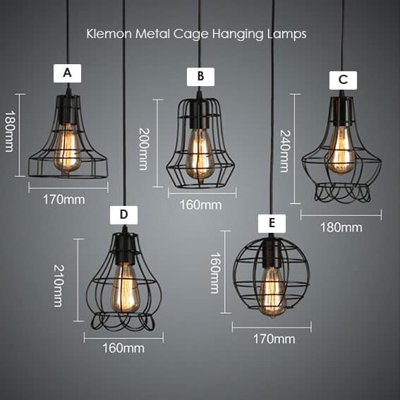 Klemon Metal Wire Cage Hanging Lamp