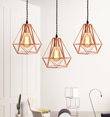 LEIKA Geometric Pendant Lamp in Rose Gold (Pre-order) - Catalogue.com.sg