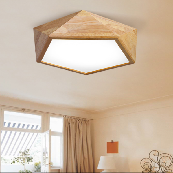 LEXA Geometric LED Ceiling Light in Wood (42cm) with Safety Mark LED Driver - Catalogue.com.sg
