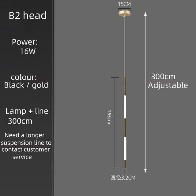 Led chandelier golden black long line hanging long branch chandelier compound attic living room staircase lighting Chandelier