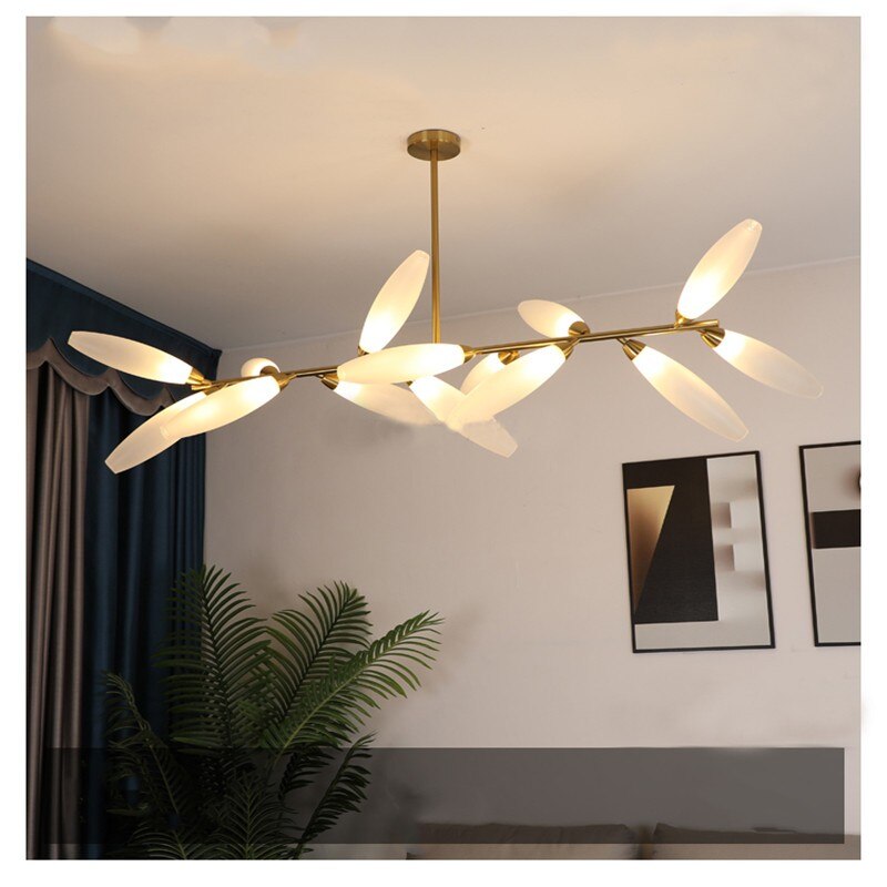 Light luxury restaurant chandelier indoor villa bar glass lamps Nordic minimalist living room bedroom LED chandelier lighting