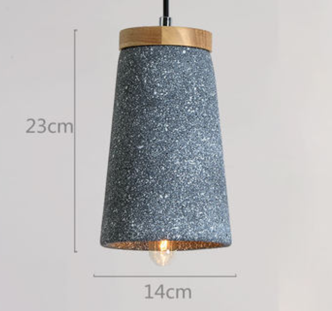 Maarten Unique Cement and Wooden Tall Dome Pendant Light