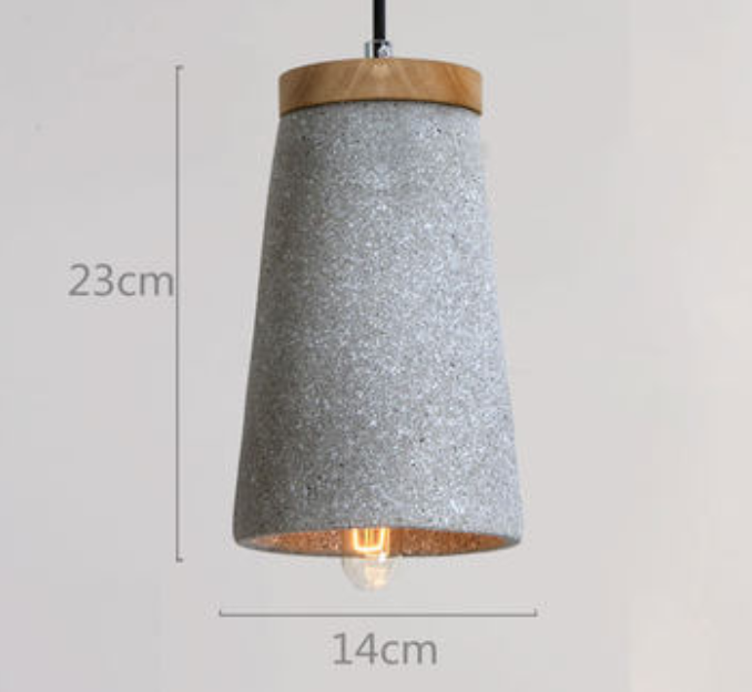 Maarten Unique Cement and Wooden Tall Dome Pendant Light