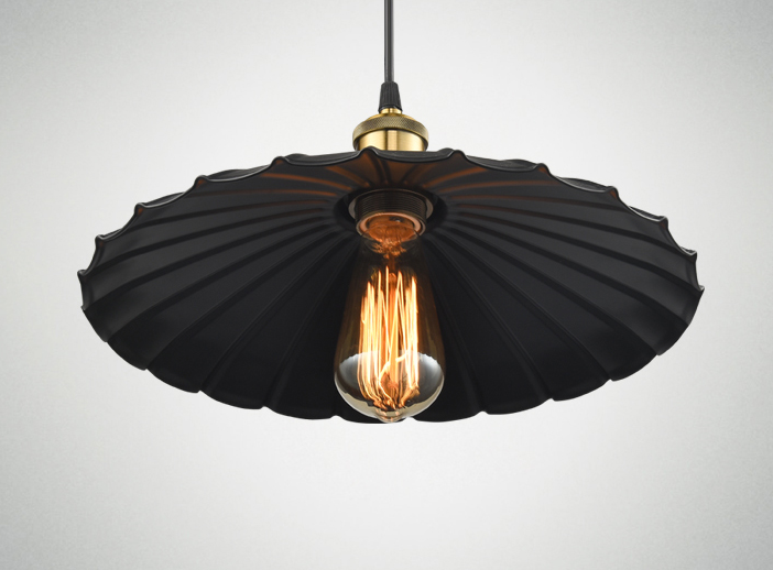 Massima Vintage Scalloped Umbrella Shade Pendant Lamp