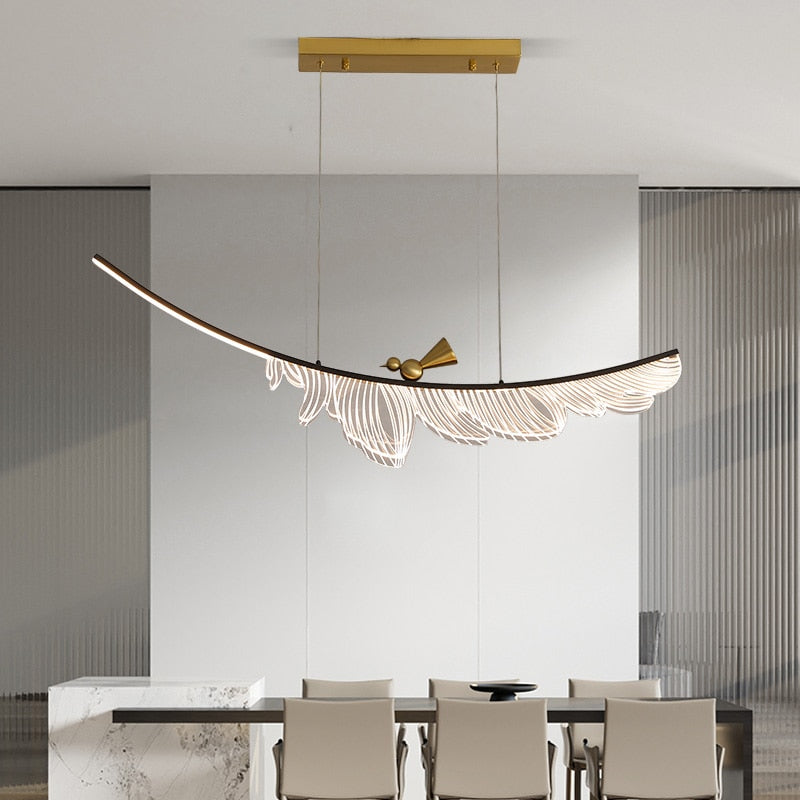 Modern Design Lustre Copper LED Chandelier Living Dining Room Indoor Home Decor Lighting Luminaire Acrylic Bedroom Pendant Lamps
