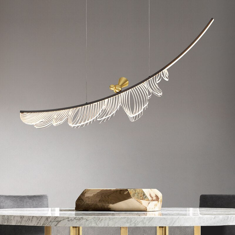 Modern Design Lustre Copper LED Chandelier Living Dining Room Indoor Home Decor Lighting Luminaire Acrylic Bedroom Pendant Lamps