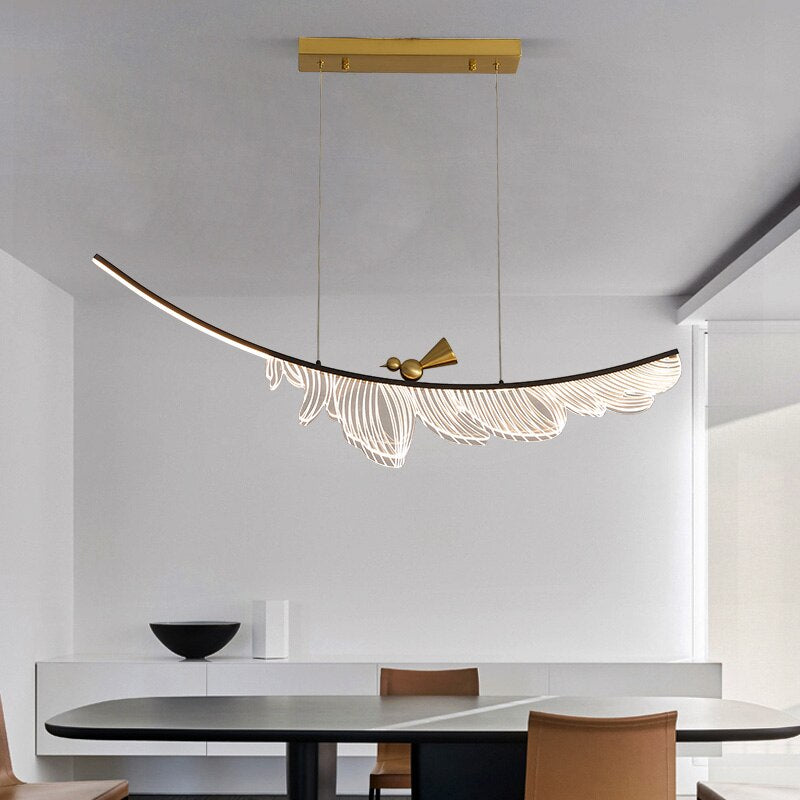 Modern Design Lustre Copper LED Chandelier Living Dining Room Indoor Home Decor Lighting Luminaire Acrylic Bedroom Pendant Lamps