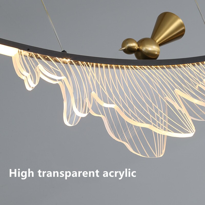 Modern Design Lustre Copper LED Chandelier Living Dining Room Indoor Home Decor Lighting Luminaire Acrylic Bedroom Pendant Lamps