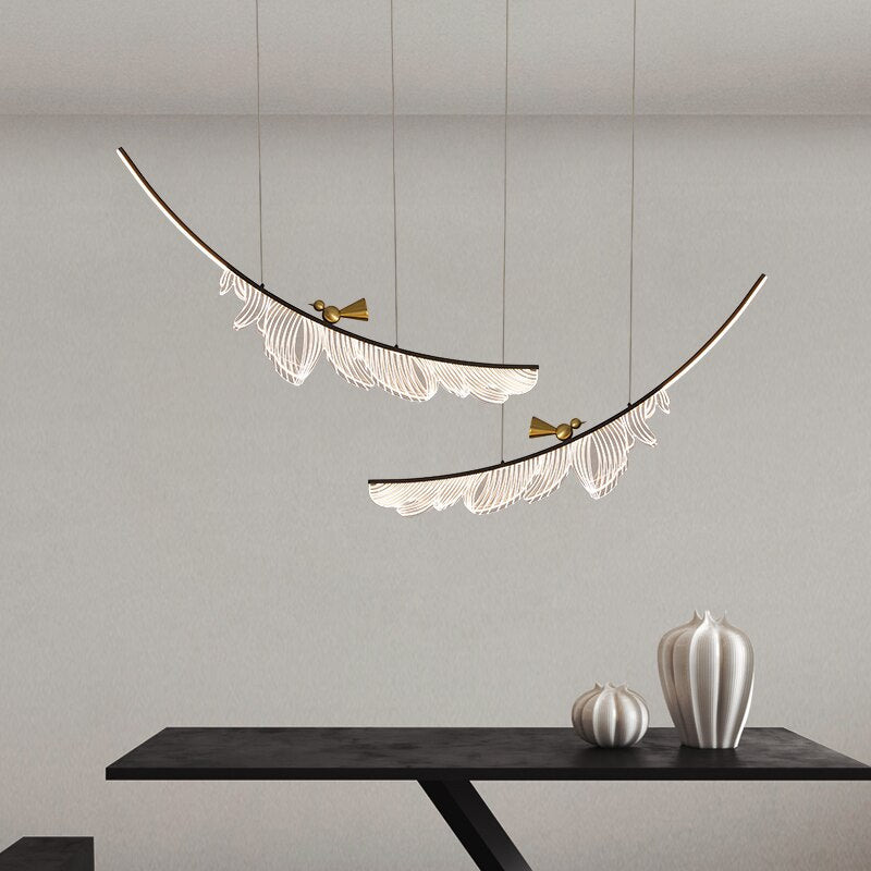 Modern Design Lustre Copper LED Chandelier Living Dining Room Indoor Home Decor Lighting Luminaire Acrylic Bedroom Pendant Lamps