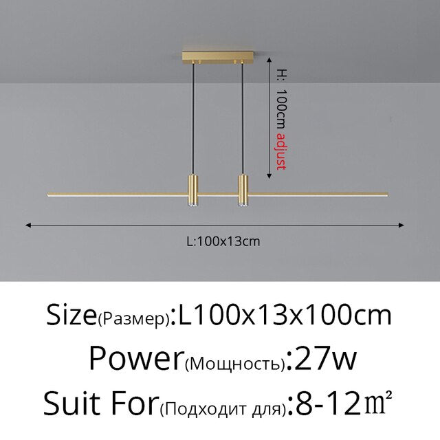 Modern Simple Led Pendant Lights Dining Room Table Lines Light Nordic Creative Bar Counter Long Strip Indoor Lighting Chandelier