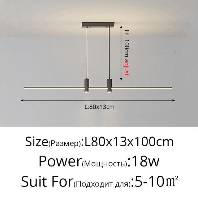 Modern Simple Led Pendant Lights Dining Room Table Lines Light Nordic Creative Bar Counter Long Strip Indoor Lighting Chandelier