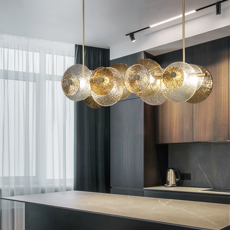 Modern minimalist light luxury personality creative glass restaurant chandelier designer bar living room model room art lamps
