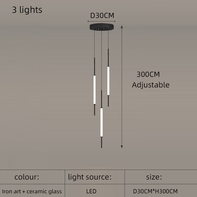 New LED chandelier golden black duplex villa stairs living room home lamps shopping mall stairs decorative rope Chandelier