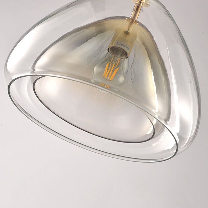 Nordic Creative Double Glass Pendant Lights Personality Single Head Chandelier for Restaurant Bar Bedroom Living Room Decor Lamp