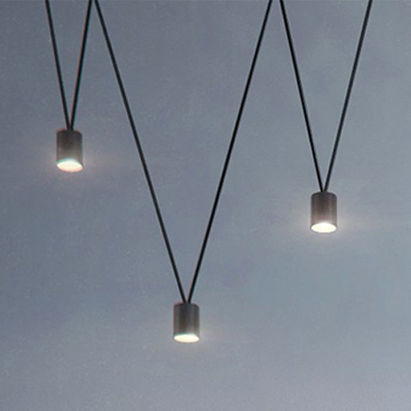 Nordic DIY Black Painted ALuminum LED Cylinder Line Cord Droplights Combination Pendant Lights for Living Room Bar Show Room