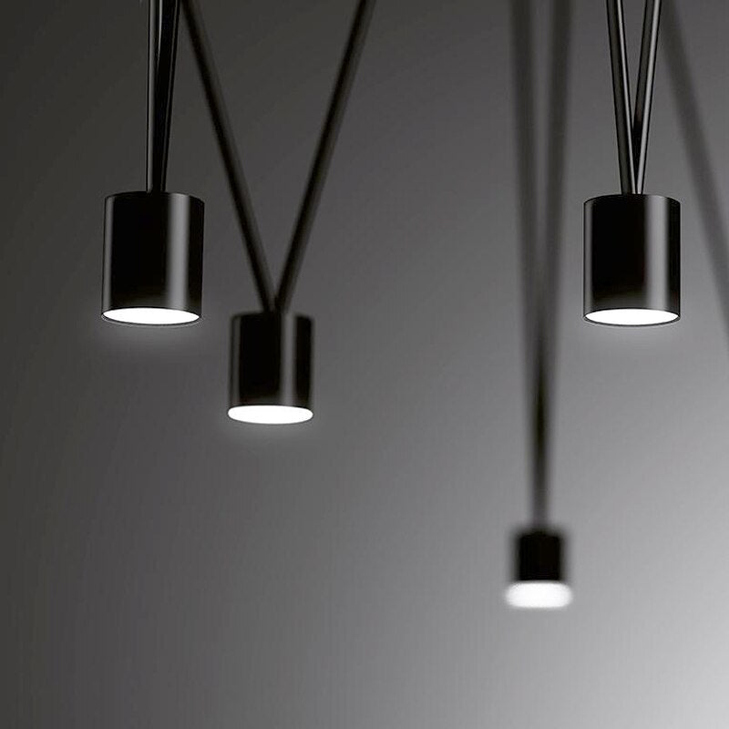 Nordic DIY Black Painted ALuminum LED Cylinder Line Cord Droplights Combination Pendant Lights for Living Room Bar Show Room