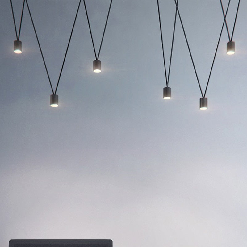 Nordic DIY Black Painted ALuminum LED Cylinder Line Cord Droplights Combination Pendant Lights for Living Room Bar Show Room
