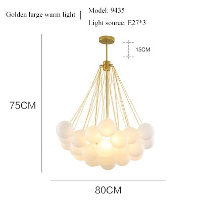 Nordic Frosted Glass Ball Chandelier for Dining Living Room Decoration Gold Black Bubble LED Pendant Lights Hanging Lamp