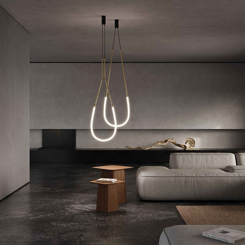 Nordic Ltalian Designer Living Room Lobby Lamps Simple Modern Bedroom Hotel Restaurant Lighting Linear Creative Chandelier