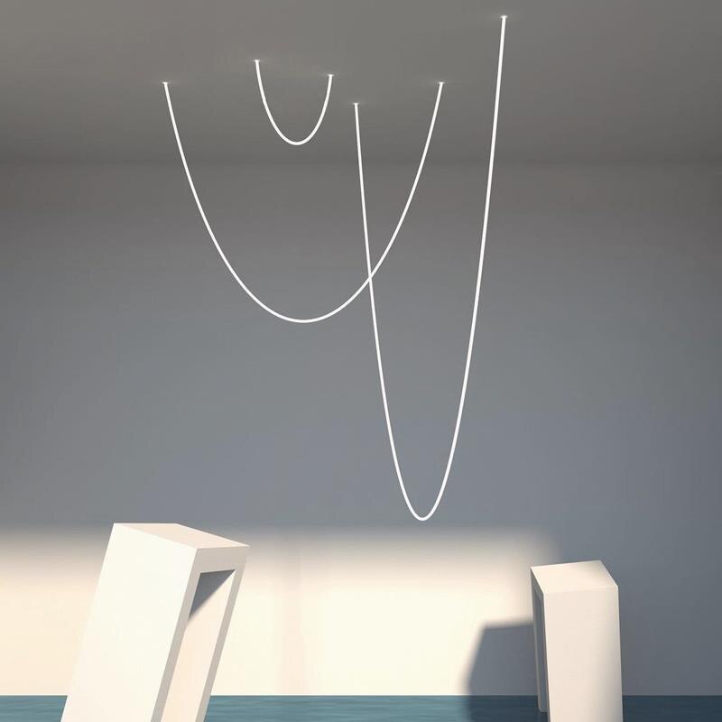 Nordic Minimalist Line Pendant Light Modern Hose Geometric Art Lamps for Living Room Kitchen Hotel Lobby Villa Loft Chandeliers