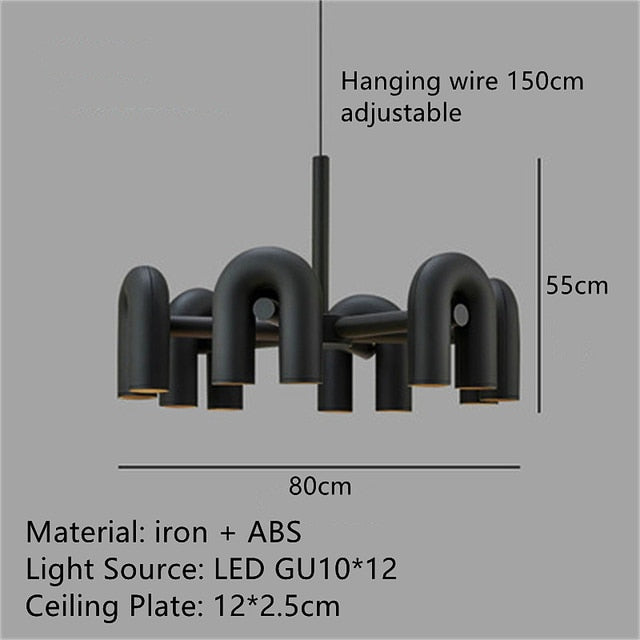 Novelty Ins Creative u Shape Livingroom Led Chandelier Nordic Designer Apartment Exhibition Home Decorative Hanglamp Luminaire