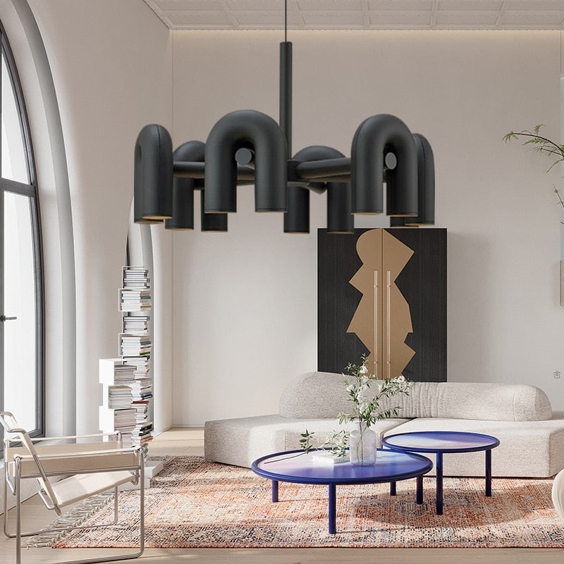 Novelty Ins Creative u Shape Livingroom Led Chandelier Nordic Designer Apartment Exhibition Home Decorative Hanglamp Luminaire