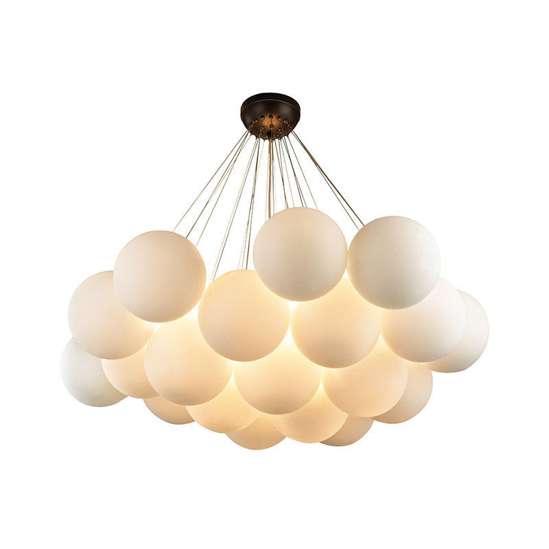 LED Modern Multi-sphere Decorative Milky White Glass Pendant Light