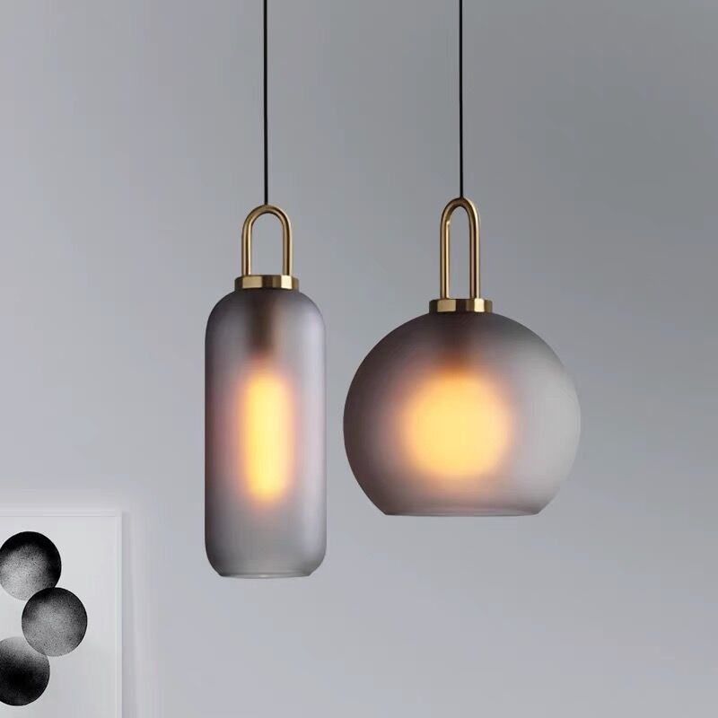 LED Matte Surface Ash Grey Glass Modern Pendant Light