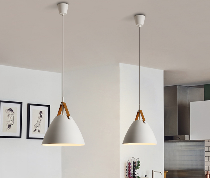 Petronilla Strapped Cone Contemporary Pendant Light In Black and White