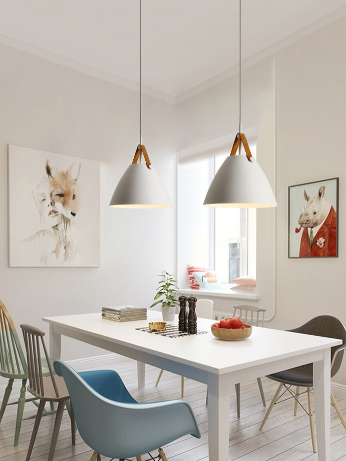 Petronilla Strapped Cone Contemporary Pendant Light In Black and White