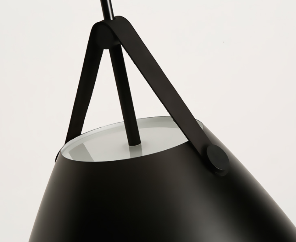 Petronilla Strapped Cone Contemporary Pendant Light In Black and White