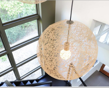 Placido Weaved Fiber Globe Pendant Light