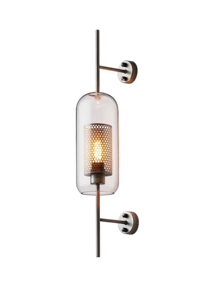 Ramoosin Clear Glass Metal Grill Wall Lamp