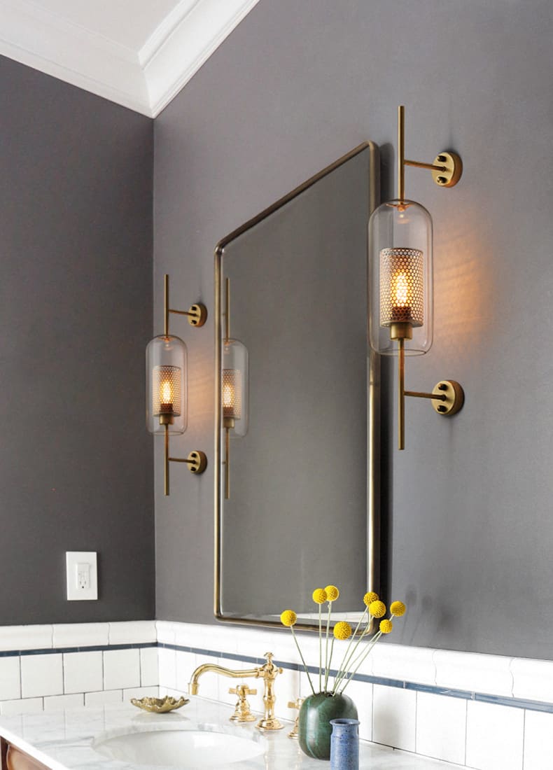 Ramoosin Clear Glass Metal Grill Wall Lamp