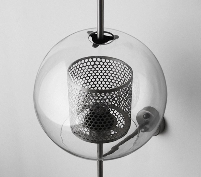 Ramoosin Clear Glass Metal Grill Wall Lamp