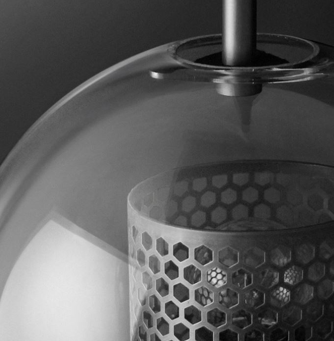 Ramoosin Clear Glass Metal Grill Wall Lamp