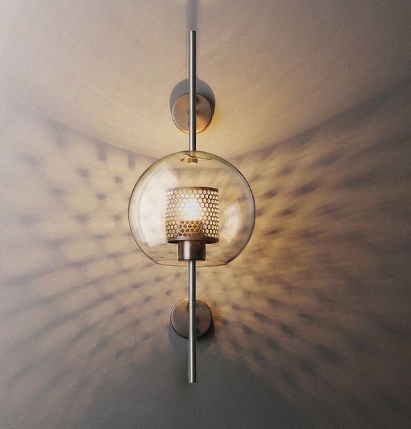 Ramoosin Clear Glass Metal Grill Wall Lamp
