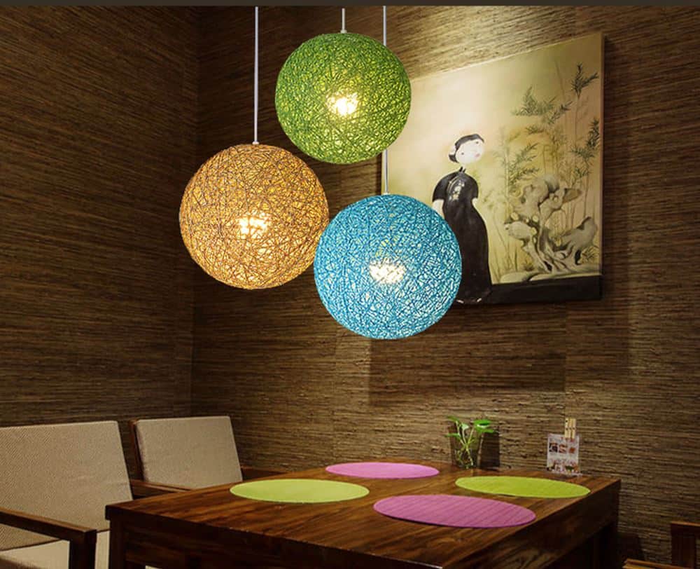 RATTATOON Bird Nest Rattan Globe Lamp