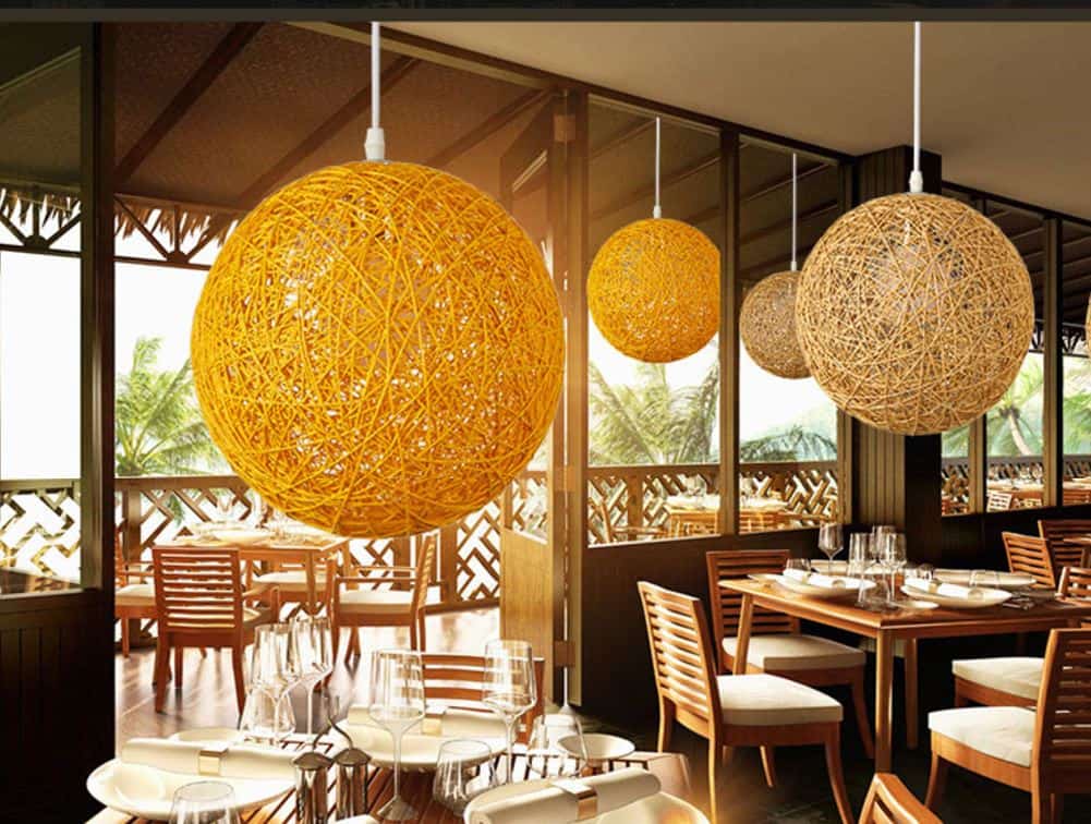 RATTATOON Bird Nest Rattan Globe Lamp