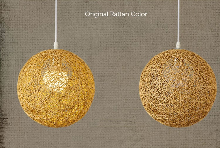 RATTATOON Bird Nest Rattan Globe Lamp