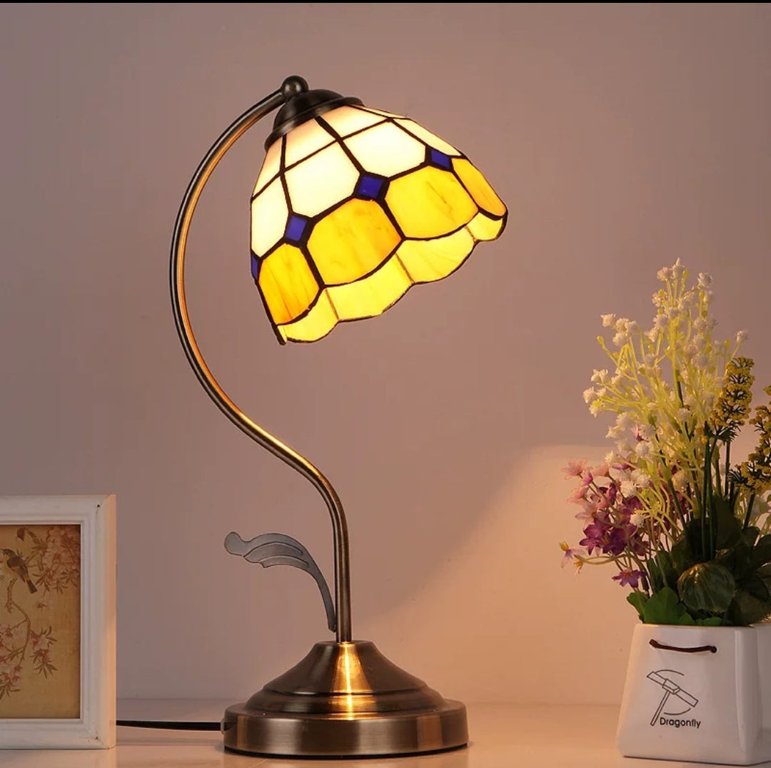 Mediterranean LED Glass Table Lamp for Bedroom Study Room