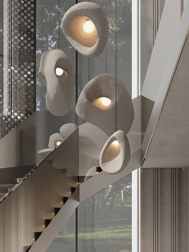 Staircase Chandeliers Wabi-sabi Style Creative Lamp Designer Japanese Chandelier Home Decor Living Room Duplex Indoor Lighting