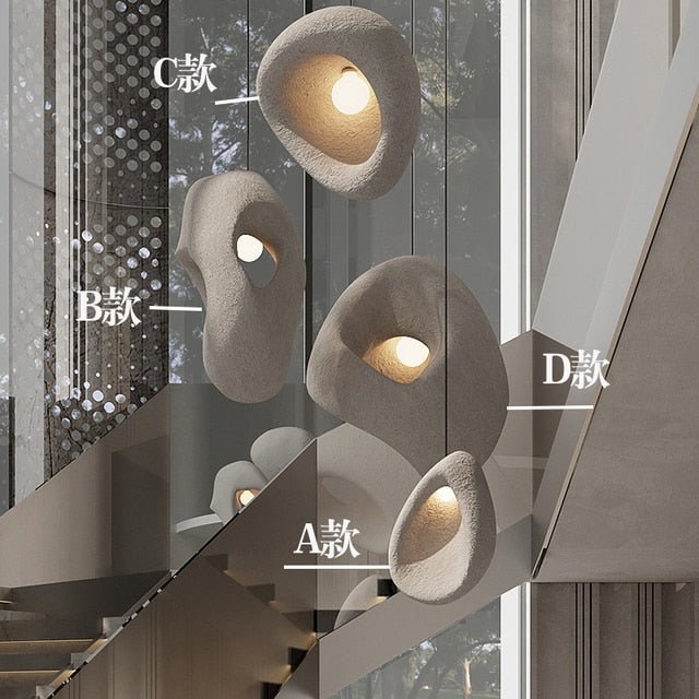 Staircase Chandeliers Wabi-sabi Style Creative Lamp Designer Japanese Chandelier Home Decor Living Room Duplex Indoor Lighting