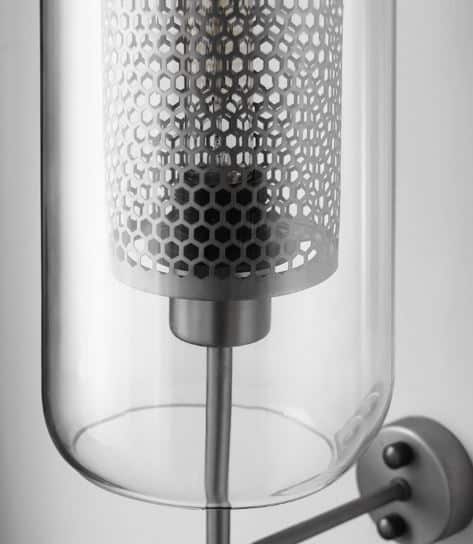 Ramoosin Clear Glass Metal Grill Wall Lamp