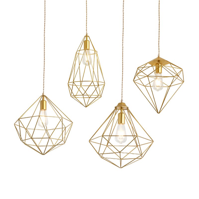 Torkel Diamond Like Shaped Caged Pendant Light