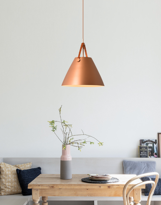 Von Modern Strapped Metal Cone Shaped Pendant Light