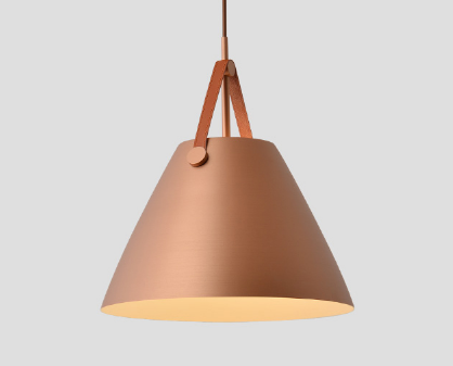 Von Modern Strapped Metal Cone Shaped Pendant Light